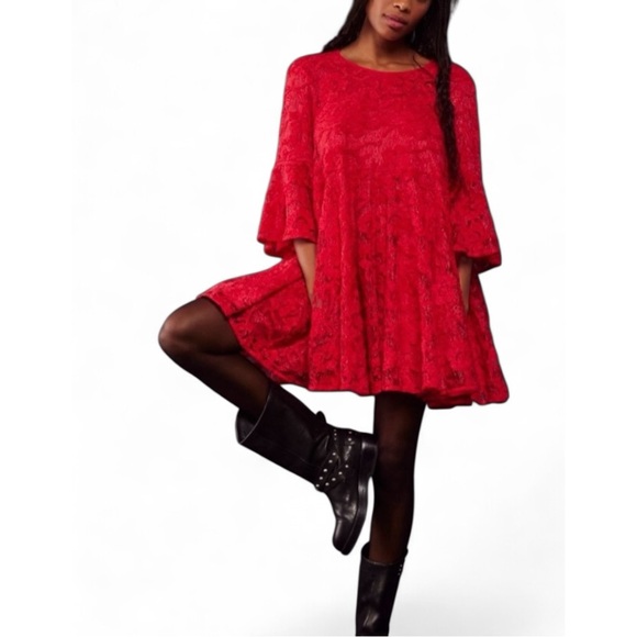 Free People Dresses & Skirts - Free People / Le Fleur Mini Dress / Boho Lace Holiday Dress